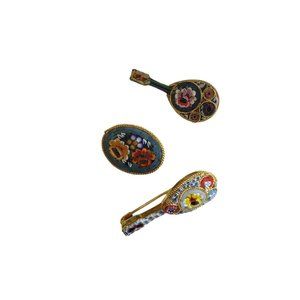 Vintage Set of 3 Music Italian Brooches (A219)